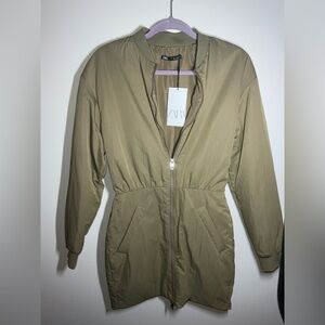 Zara Women's Tan Bomber Jacket Dress NWT size Medium